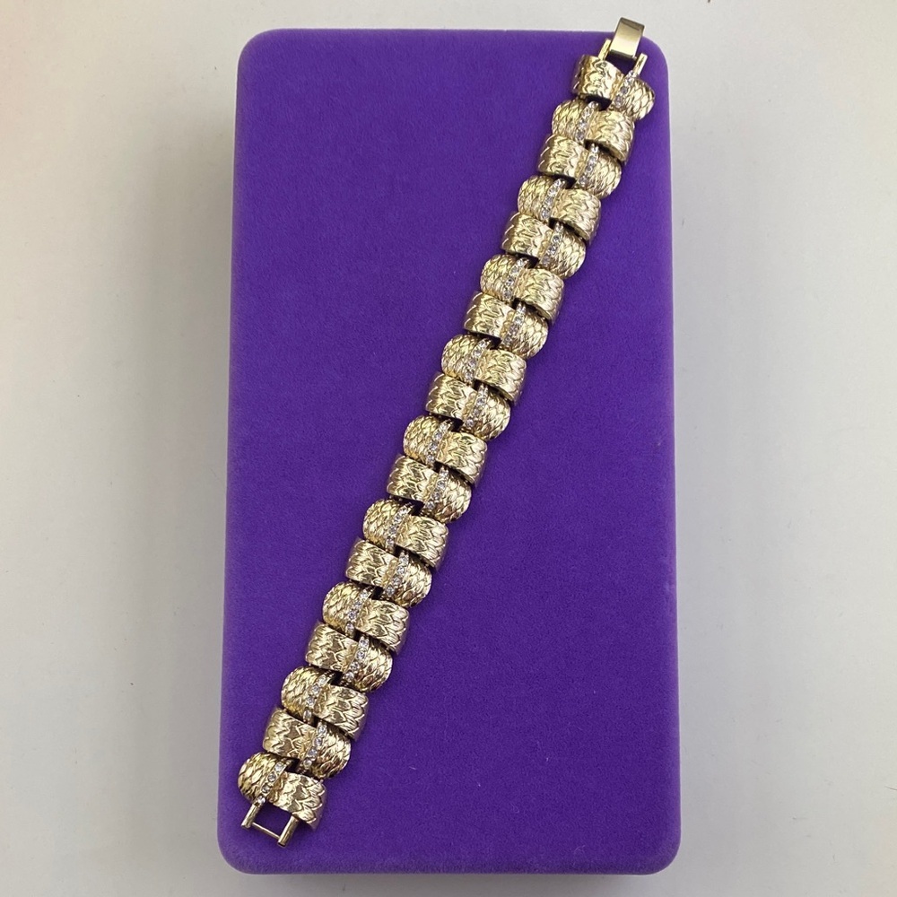 💛 Vintage Gold Plated GPK Link Bracelet | Crystal Retro Jewelry